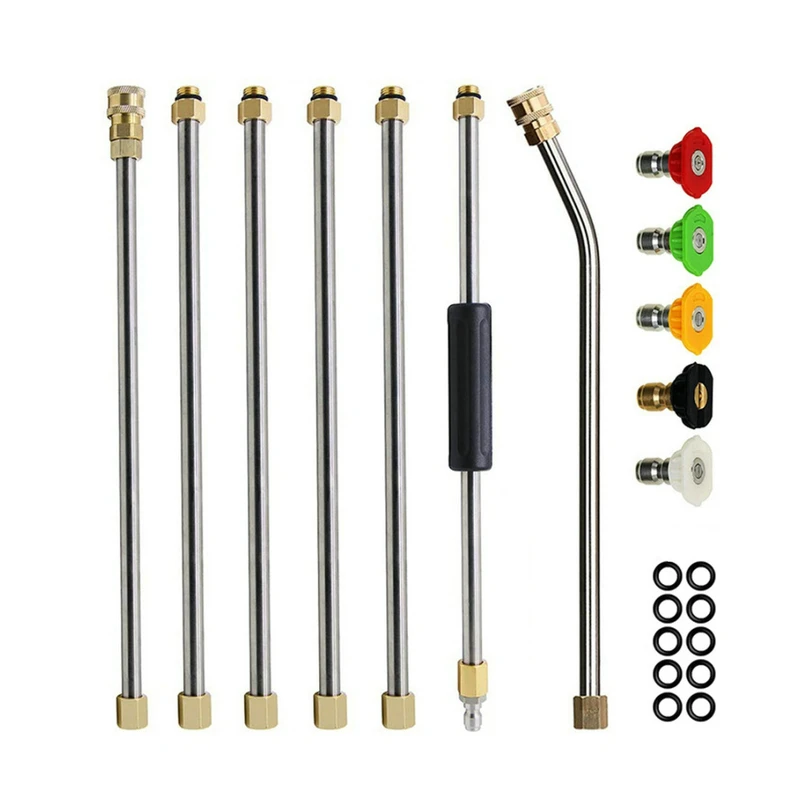 

Pressure Washer Extension Wand Set 1/4 Inch Quick Connect Rod 30 Degrees Curved Rod Replacement Lance Set Roof Cleaner Lance