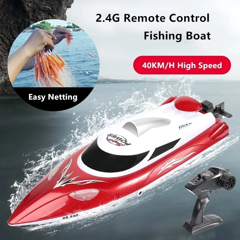 High Speed RC Fishing Boat 40KM/H Rollover Reset Water Circulation Cooling Electric Auto-Decouple Remote Control Boat Kids Toys