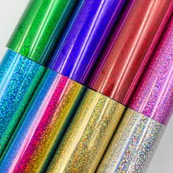 8pcs 20x25cm Bundle Holographic Heat Transfer Vinyl Iron On Tshirt Clothing and Other Fabric Xmas Home Decoration DIY for cut