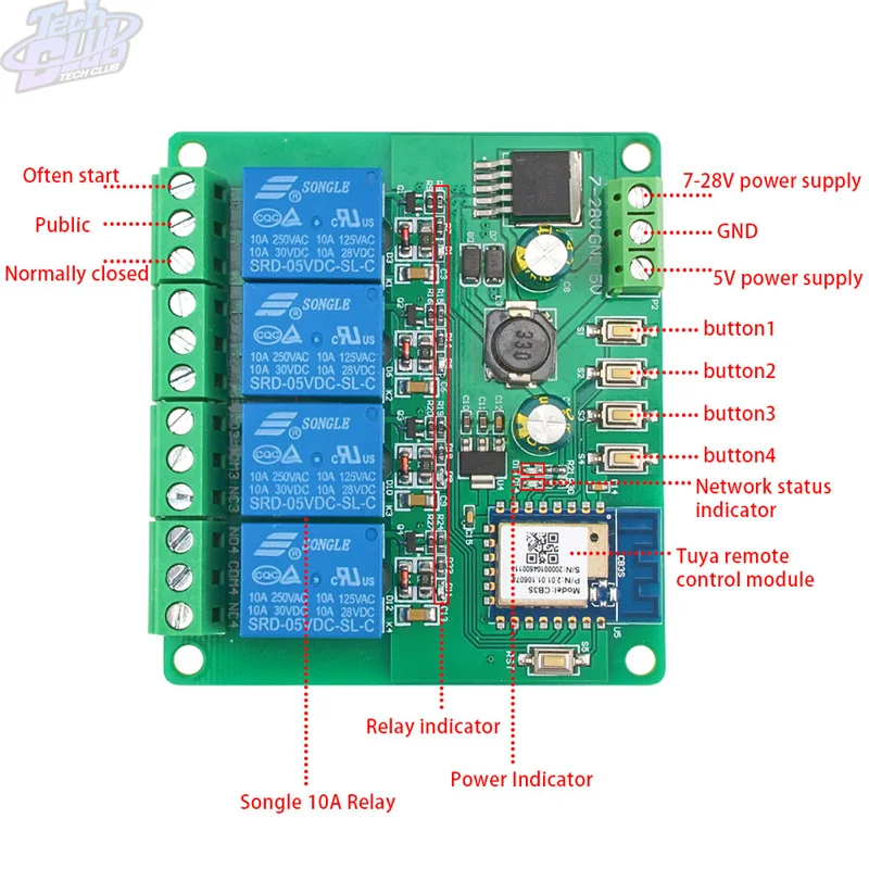 Doodle สี่ WIFI รีเลย์รีโมทโมดูลโทรศัพท์มือถือ ESP8266 ESP Series โทรศัพท์ APP ควบคุมสมาร์ท AC/DC