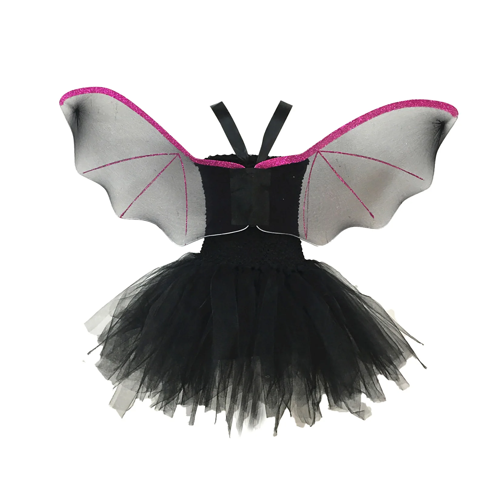 Costume de Cosplay chauve-souris pour filles, robe Tutu en maille pour Halloween, ensemble avec cerceaux et ailes, Costume de spectacle de carnaval pour enfants