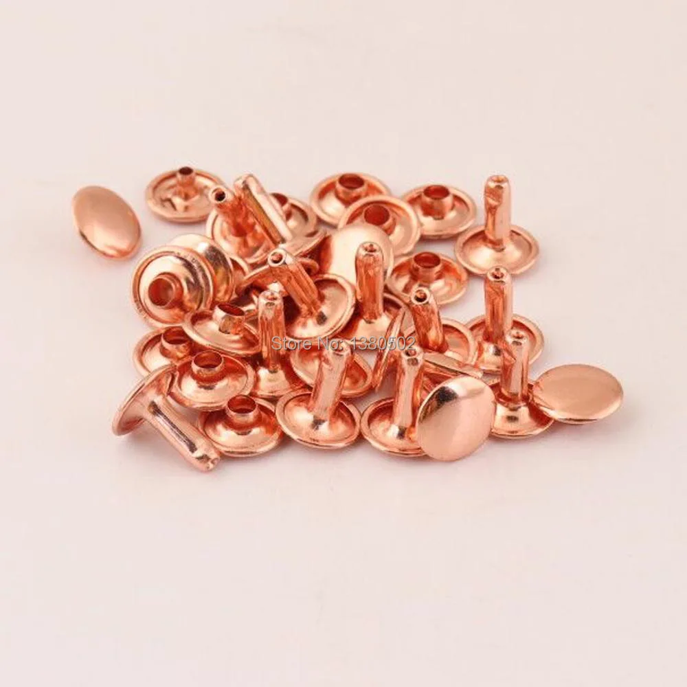 100sets double cap rivets  rose gold color Spikes Rivets Stud Collision Nail for garment bag belt leather 5/6/7/8/9/10/12mm