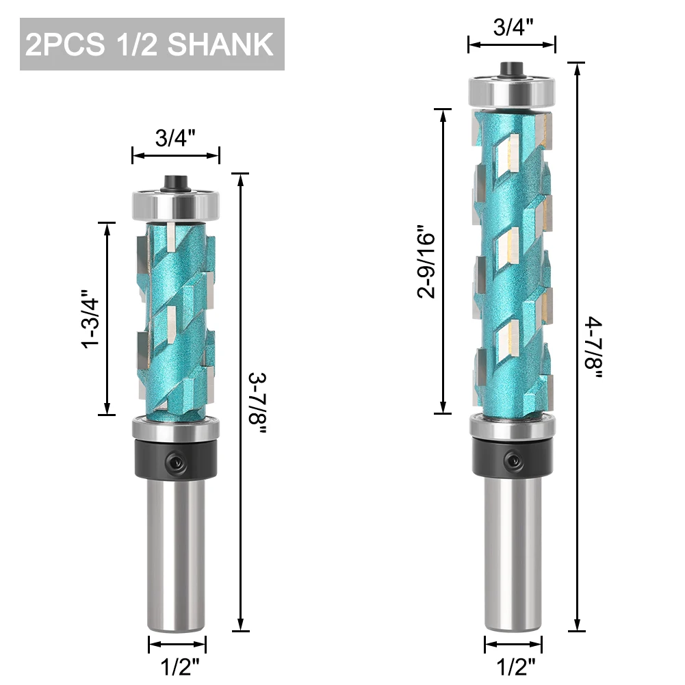 12Mm 1/2 "Shank Flush Trim คาร์ไบด์เกลียว Top แบริ่ง Cnc Router Bit การบีบอัด-ตัด End Mill bit Face เครื่องตัดไม้