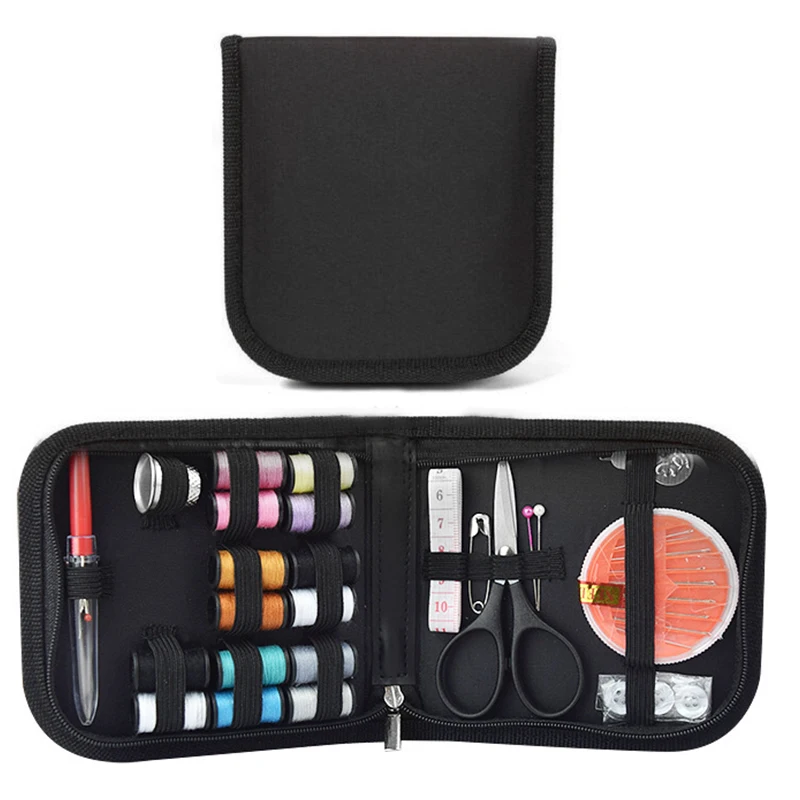 27pcs/Set Portable Travel Sewing Box Kit Sewing Thread Stitches Knitting Needles Tools Cloth Buttons Craft Scissor Mom Gifts