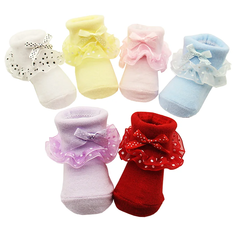 For 0-6 Months Baby Children\'s lace socks Baby socks Princess baby socks Lace side socks