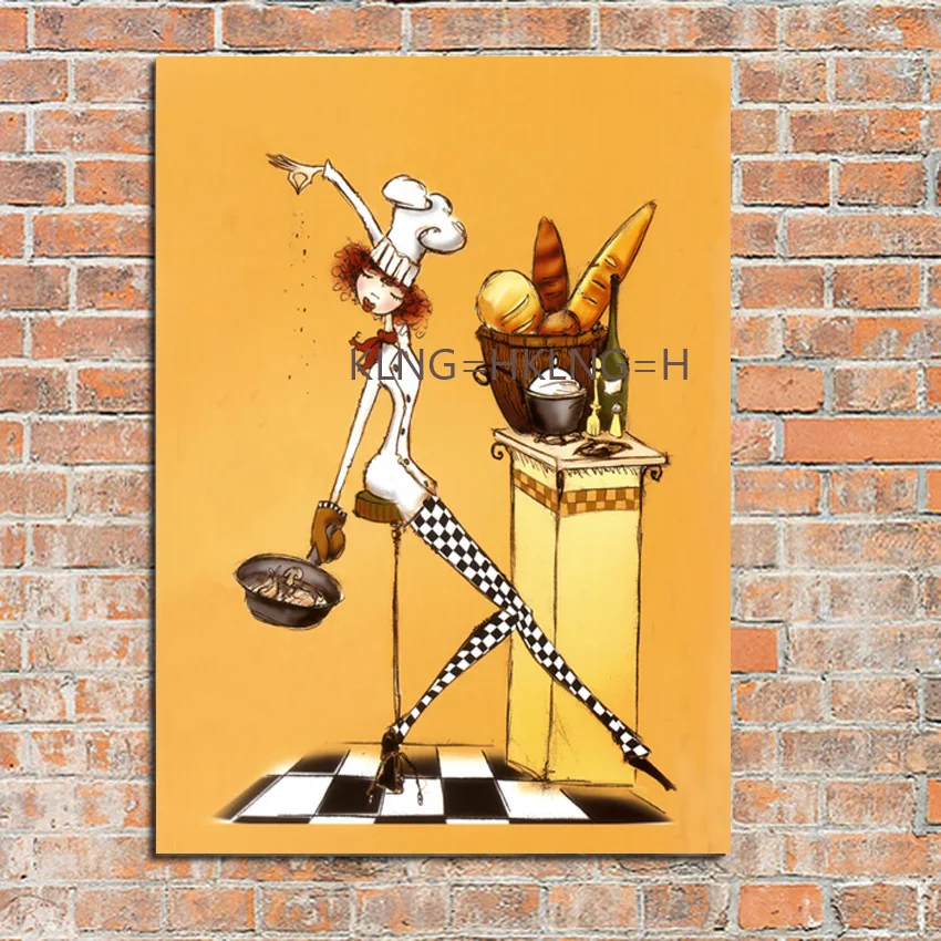 Hand-painted figure 1 a good cook cook oil painting beautiful girl do for household adornment wall stick restaurant porch corrid