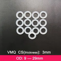 VMQ Rubber Ring Gasket C/S 3mm OD 9/10/11/12/13/14/15/16/17/18/19/20/21/22/23/24/25/26/27/28/29mm O Rings Silicone Seal Washer