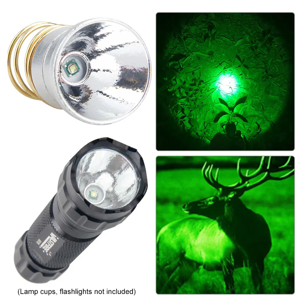 Lanterna de led verde vermelha uv 395nm azul 26.5mm, bulbo de led substituível de lm para lâmpada de cabeça da tocha segunda peça/502b