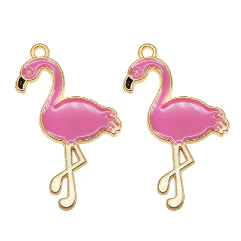 10 Pieces Alloy Flamingo Charms Squirrel Enamel Rose Pink Lovely DIY Pendant Handmade Jewelry Making Necklace Bracelet Accessory