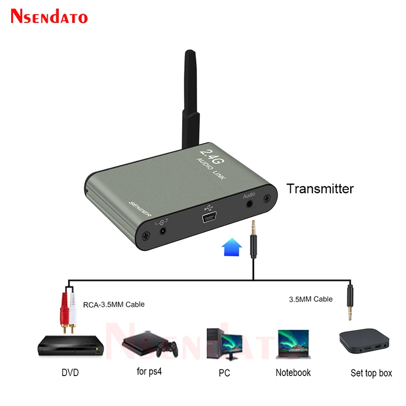 BX501 50M Universal 2.4GHz Stereo Wireless Hi-Fi Music Audio Sender Transmitter Receiver Speaker link Box Adapter for Amplifier