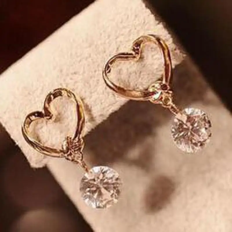 Korean fashion luxury charm drop pierced earrings zircon women love jewelry wholesale gift  free shipping