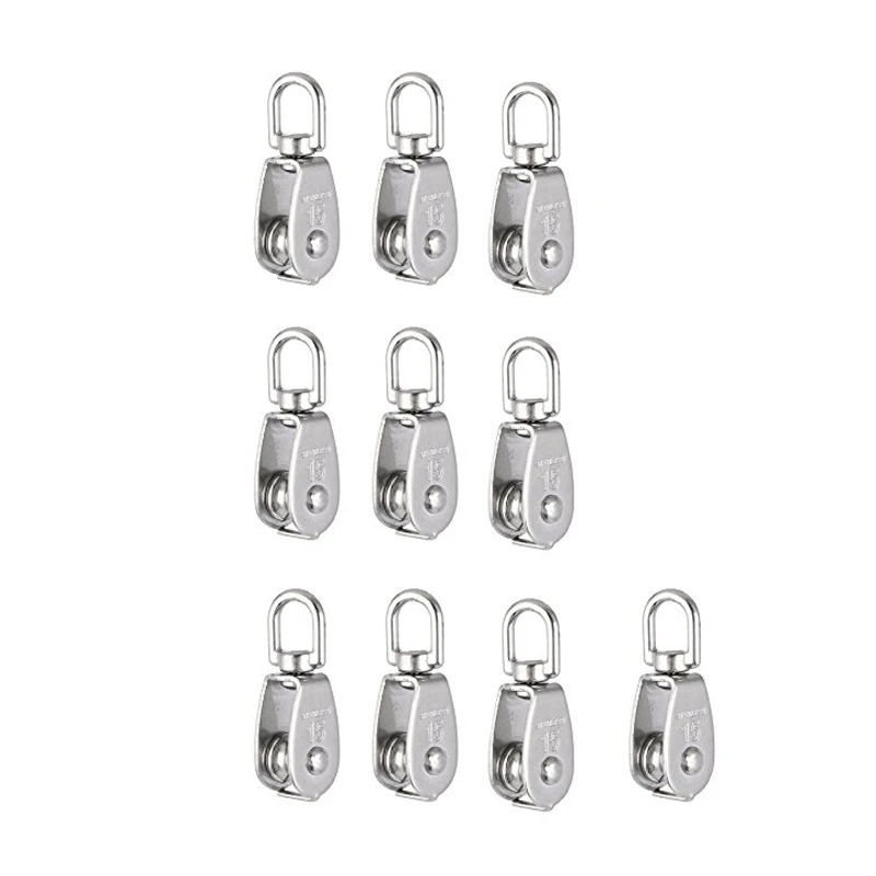 Promotion! Crane Pulley Block M15 Lifting Crane Swivel Hook single Pulley Block Hanging Wire Towing Wheel 10Pcs