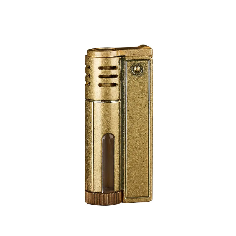 Classic Retro Gasoline Lighter Metal Windproof Open Flame Cigarette Lighters Grinding Wheel Flintstone One-Key Ignition