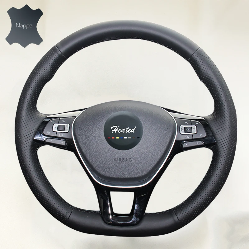 

Braid on Steering Wheel Cover for Volkswagen VW Golf 7 Mk7 New Polo Jetta Passat B8 Tiguan Sharan Touran with original leather