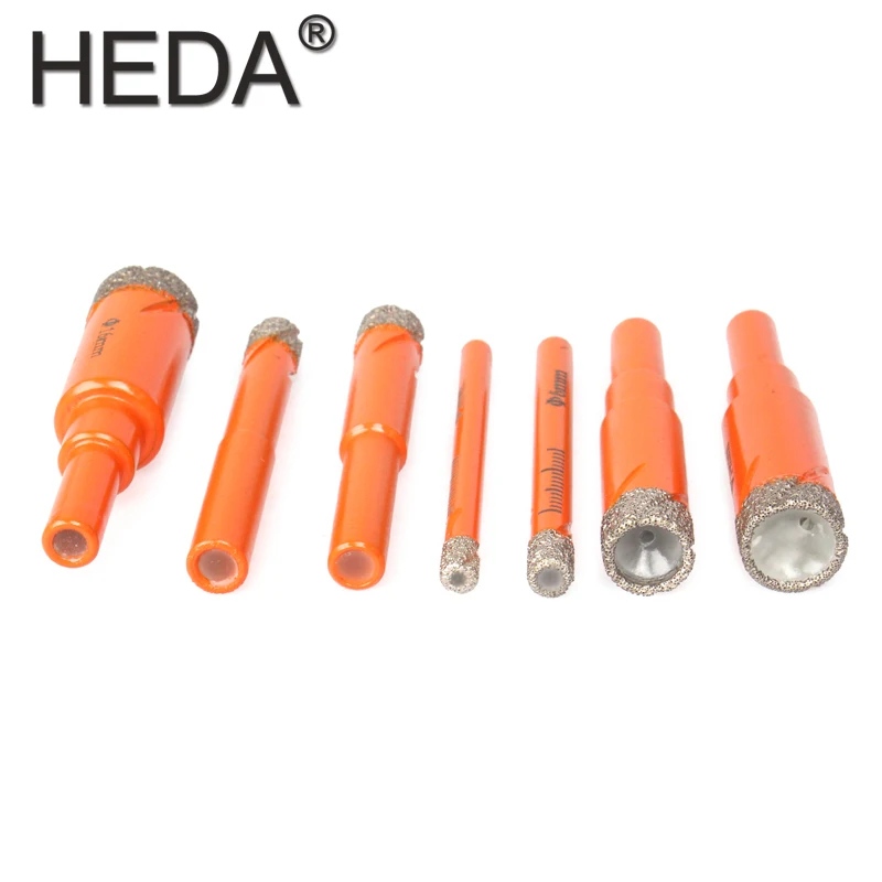 5/6/8/10/12/14/16มม.7PcsรอบShankสูญญากาศBrazed diamond Coreแห้งDrill Bit Hole SawชุดCooling Waxสำหรับก่ออิฐเจาะ
