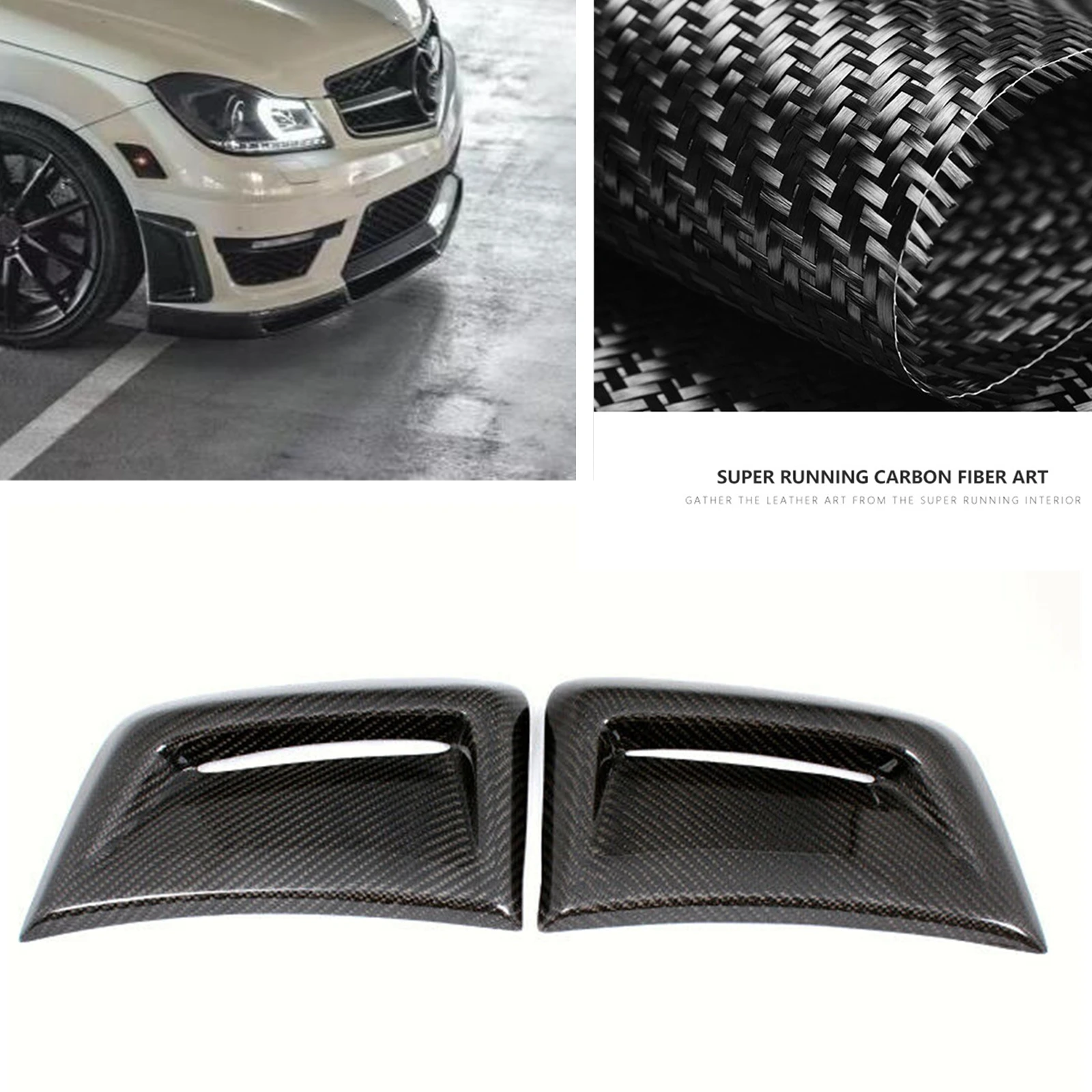 

Front Side Bumper Air Vent Trim For Mercedes Benz W204 C63 AMG 2012-2014 Carbon Fiber Wheel Fender Hood Intake Frame Grill Cover