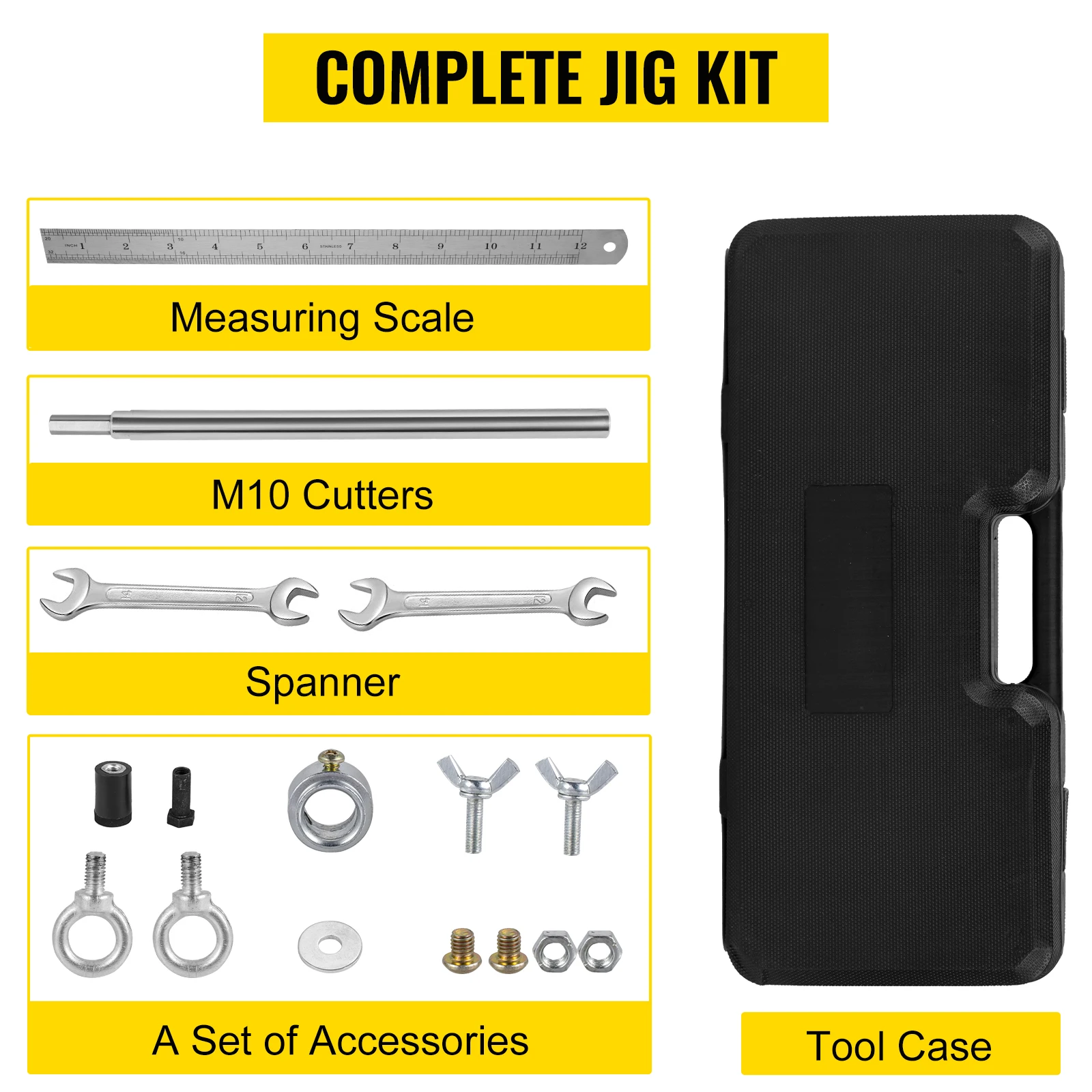 VEVOR Door Jam Jig Kit Door Lock Mortise with 3PCS 18mm / 22mm / 25mm M10 Cutters Clamping Thickness 1.2in-2in for Lock Changing