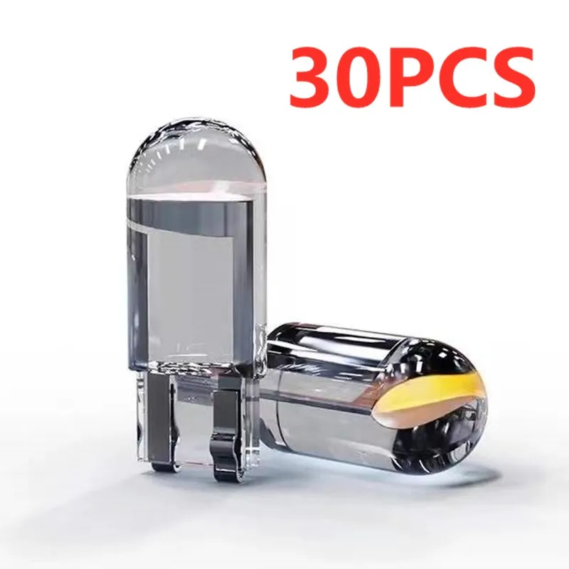 30X Newest Led W5W T10 Cob Glass Car Light Bulb Auto Automobiles Clearance Reading Dome Wedge License Plate Lamp DRL Styling 12v