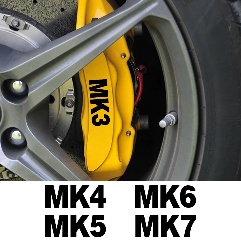 Car Brake Caliper Heat Resistant Stickers For Volkswagen VW MK4 MK5 MK7 MK2 Golf 7 4 5 6 3 2 8 MK8 MK6 MK3 Styling Accessories