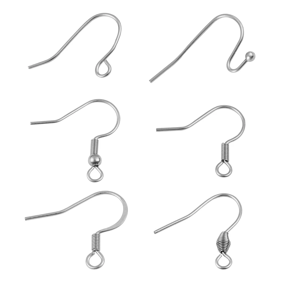 Never Allergy 50pcs/lot  316 Stainless Steel Earring Hook Ear Wire Hook Findings For DIY Jewelry Making Earring Accessories