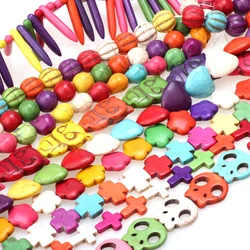 Random Fashion Colorful Round/Peace Symbol/Heart Stone Beads Charms Spacer DIY Necklace/Bracelets Handcrafts Jewelry Making