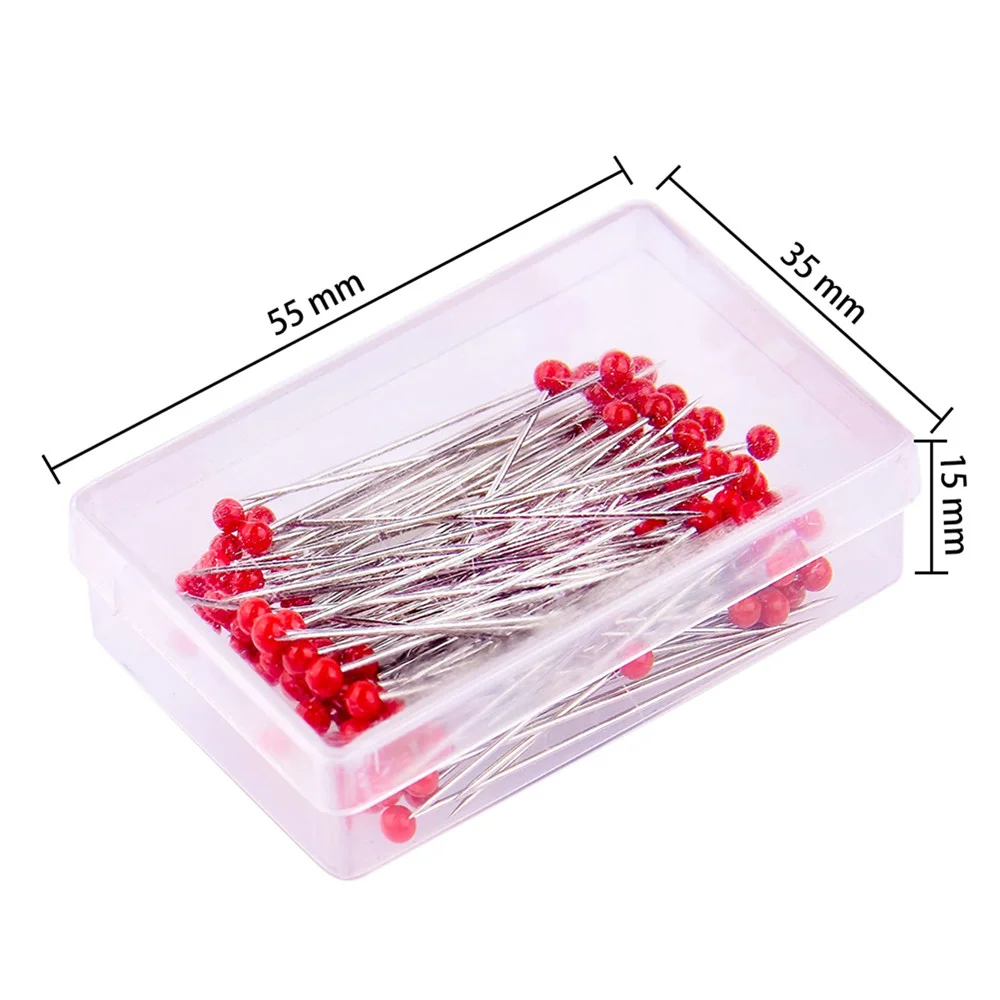 100Pcs12 colors Sewing Pins 38mm Glass Ball Head Push Pins Straight Quilting Pins for Dressmaking Jewelry Decor DIY Sewing Tools