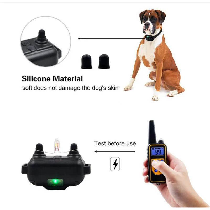 800m Dog Training Collar Waterproof Pet Remote Control Rechargeable Electric Anti-Bark with Shock Vibration Sound LCD Display