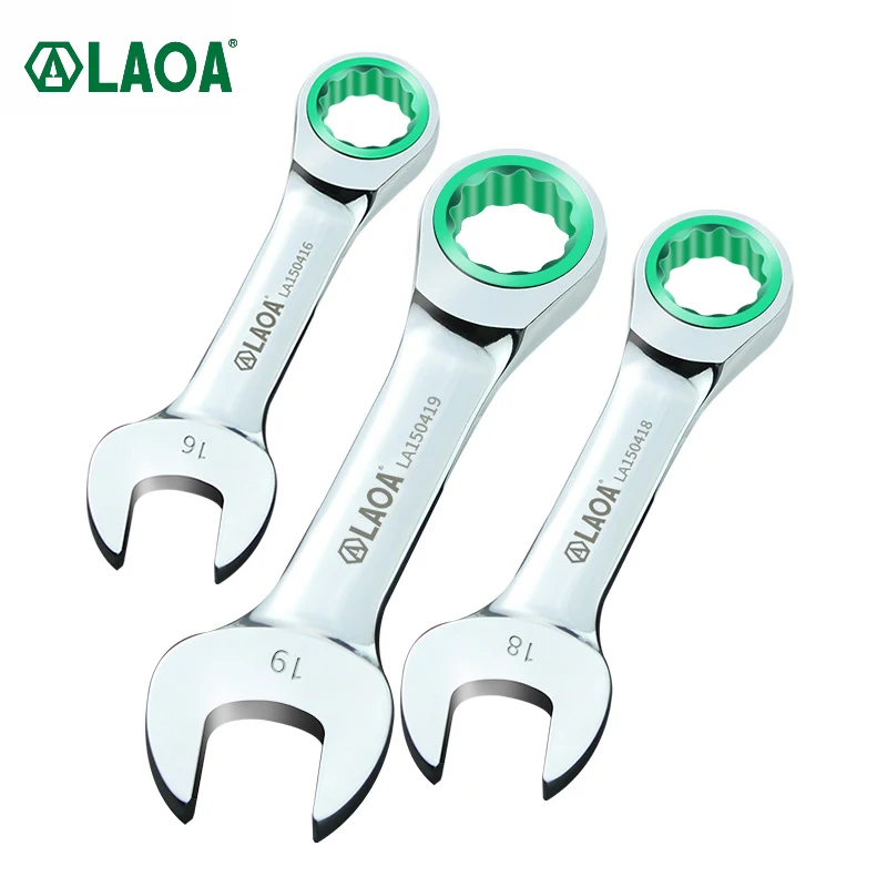 LAOA  5.5-15mm Mini Short Ratchet Wrench Plum ratchet wrench CR-V Dual-purpose Spanner  DIY Hand Tools