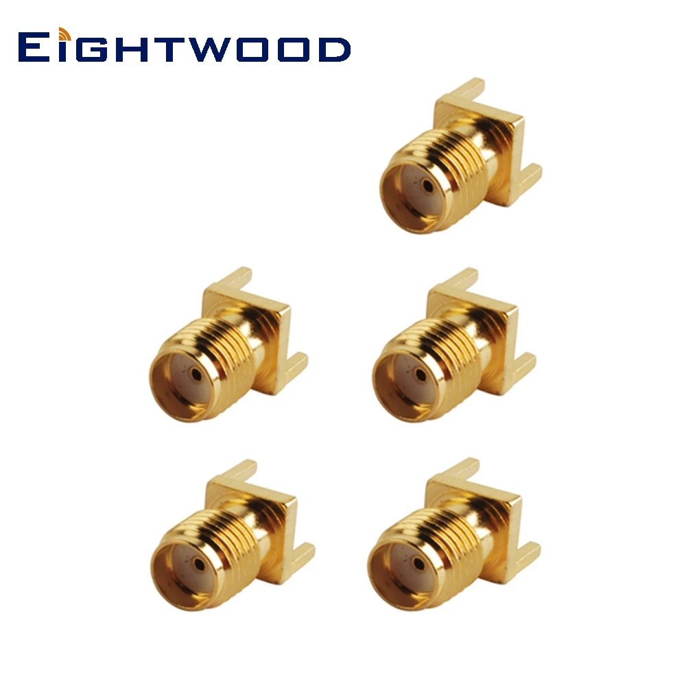 Eightwood 5PCS SMA Jack Female RF Coaxial Connector Adapter PCB Mount Diagonal Plane for Base Stations Antenna Telecom PC/LAN