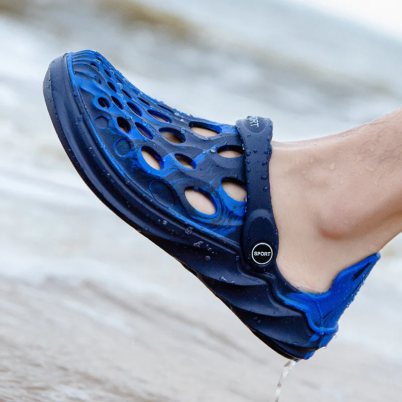 Summer New Men's Hole Shoes Korean Trend Beach Holiday Diving Shoes Outdoor Two Wear Baotou Bird's Nest Sandals