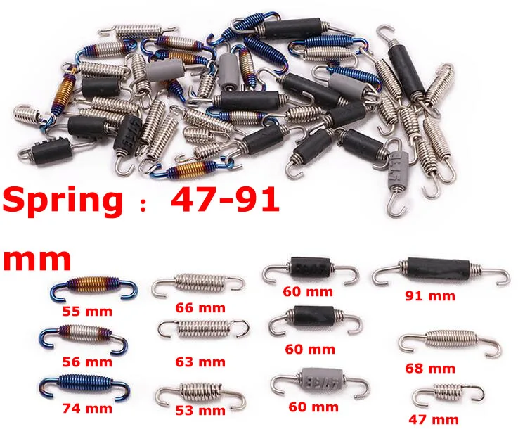 Universal 2PCS Motorcycle Exhaust Spring Hooks Stainless Steel Exhaust Front Middle Link Pipe Rotatable Metal Springs Kit Set
