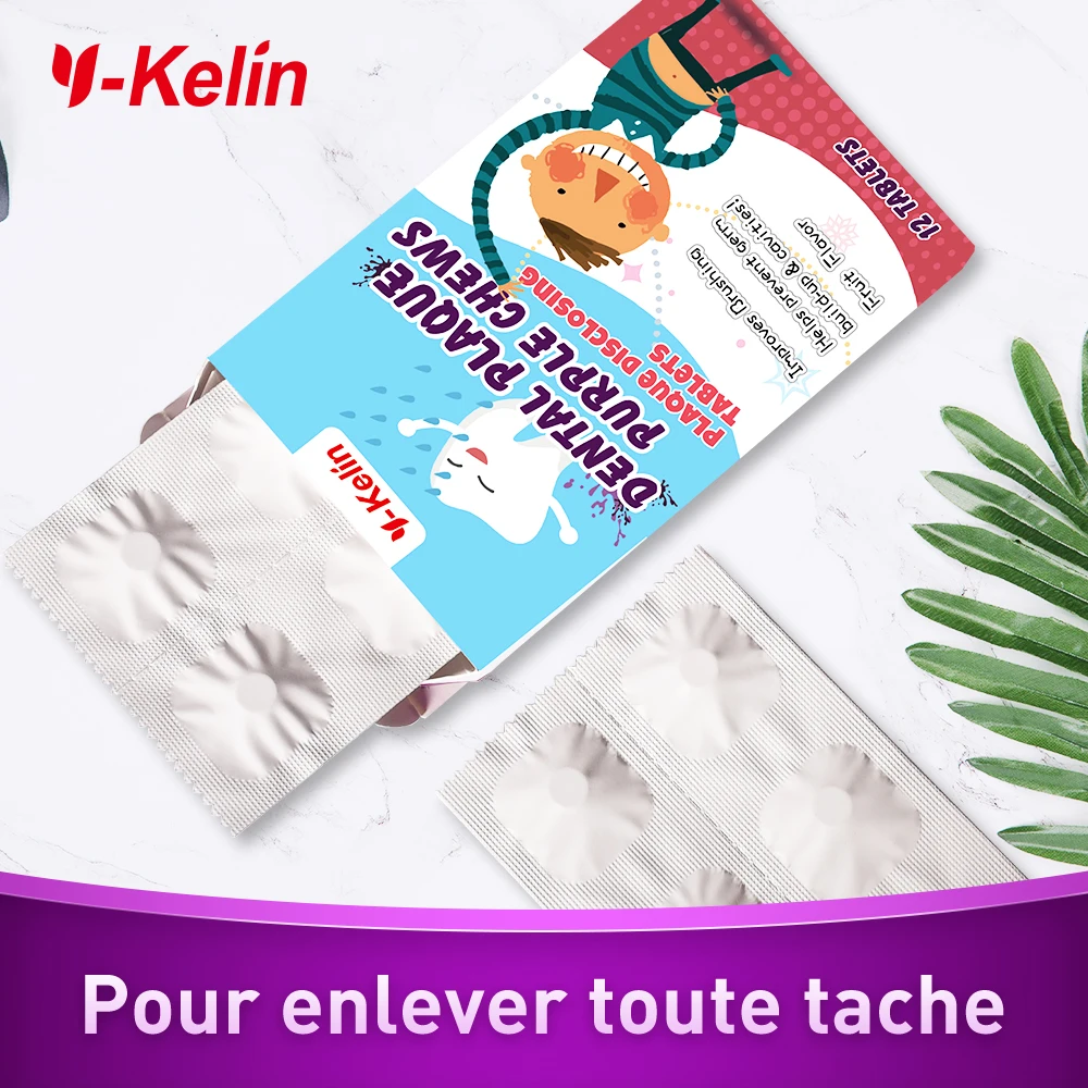 Y-kelin neues Paket zahn ärztliche Offenlegung Plaque Tabletten Detektion mittel lila für erwachsene Kinder Zähneputzen 12 Laschen/1 Packung