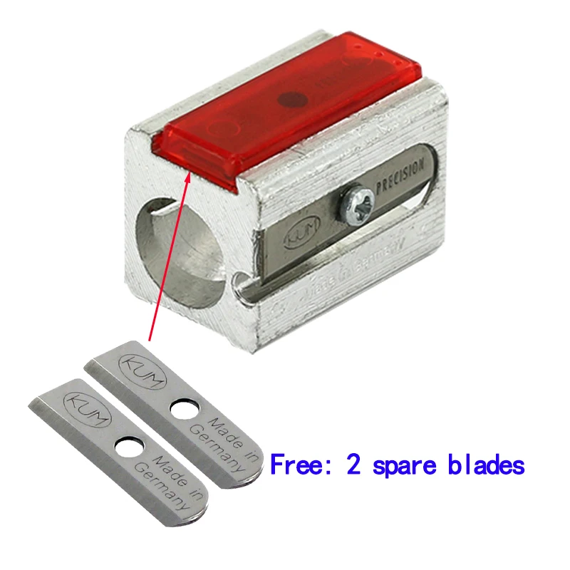 1pc German KUM 420E Magnesium High Sharp Single Hole Sharpener with 2 Replacement Blades Suitable for 8mm Pencil