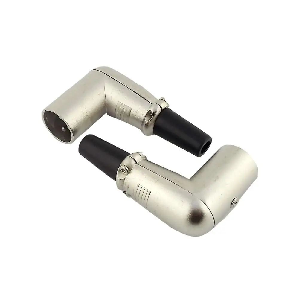 1X Logam 3 Pin XLR Male Plug Sudut Kanan Mikrofon Seimbang Konektor Kabel Berlapis Nikel Adaptor