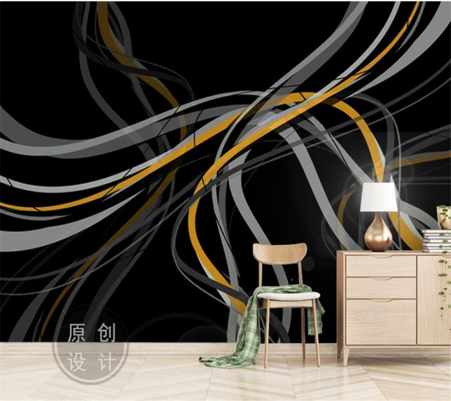 

wellyu Customized large mural Nordic minimalist personality abstract lines mural TV background wallpapel de parede