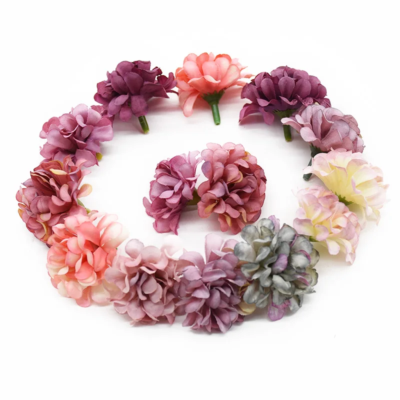 Silk Hydrangea Artificial Flowers 4Cm 20Pcs Home Decoration Wedding Living Room Flower Arrangement Accessories Christmas Wreaths