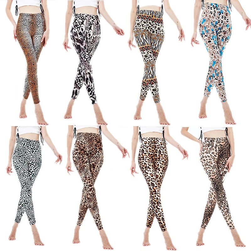 NDUCJSI Women Slimming Leggings High Waist Soft Fashion Leopard Printed Sexy Stretch Workout Pants Summer Sports Leggings