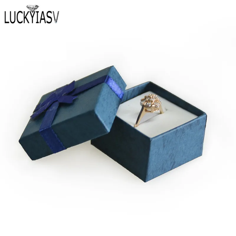 Cheap 2019 New 10 colors 4*4*3cmJewelry Ring Earring Watch Necklace Small Blue Carton Present Gift Box Case