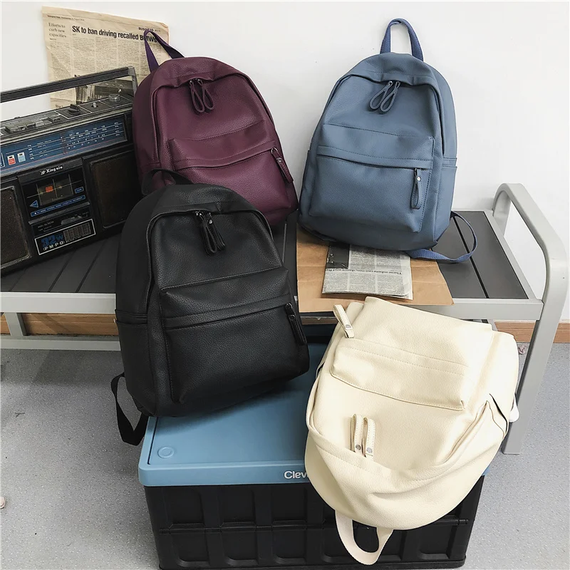 2022 Fashion Women Backpack High Quality Female Soft PU Leather School Bag For Teenage Girls Boys Travel Double Shoulder Bags