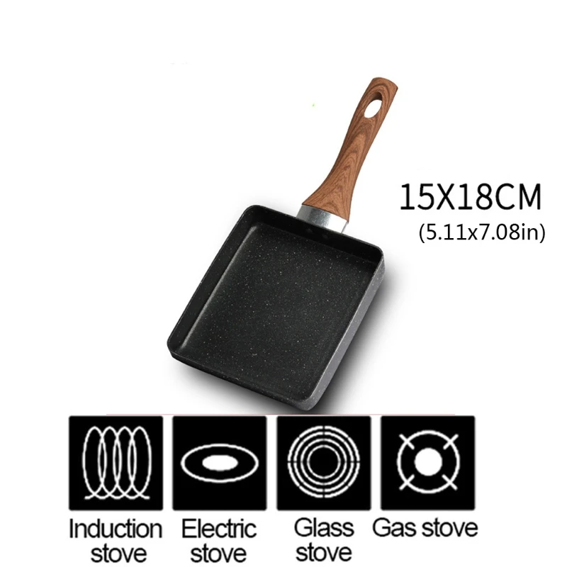 Retangular Omelette Pan Tamagoyaki Egg Pan, Nonstick Maifan Stone, Anti-Scalding Handle, Japanese Small Frying Pan for Gas