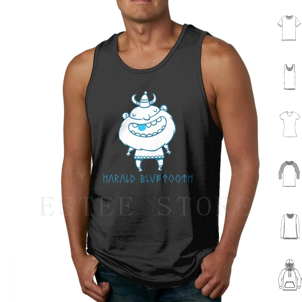 Harald Bluetooth! The Famous Viking Tank Tops Vest Sleeveless Viking Cute Funny Blue Tooth Humour Kawaii Cartoon Beard