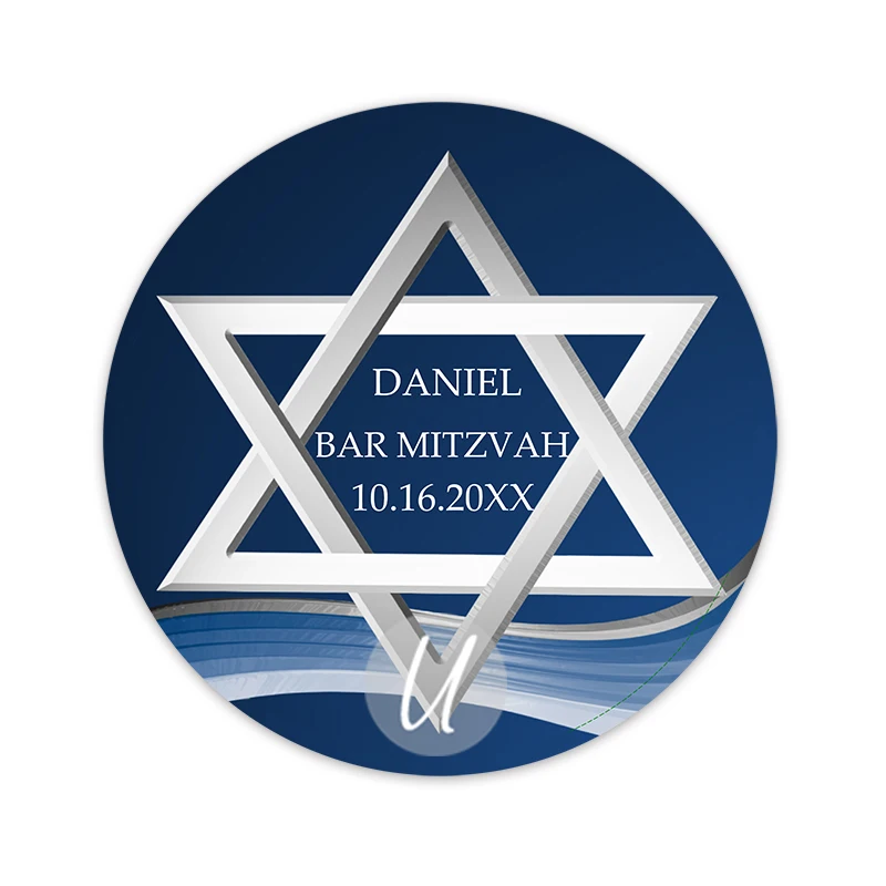 Tùy Chỉnh Bar Mitzvah Dán Cá Tính Mitzvah Dán Hiện Đại Luxery Tròn Cổ Điển