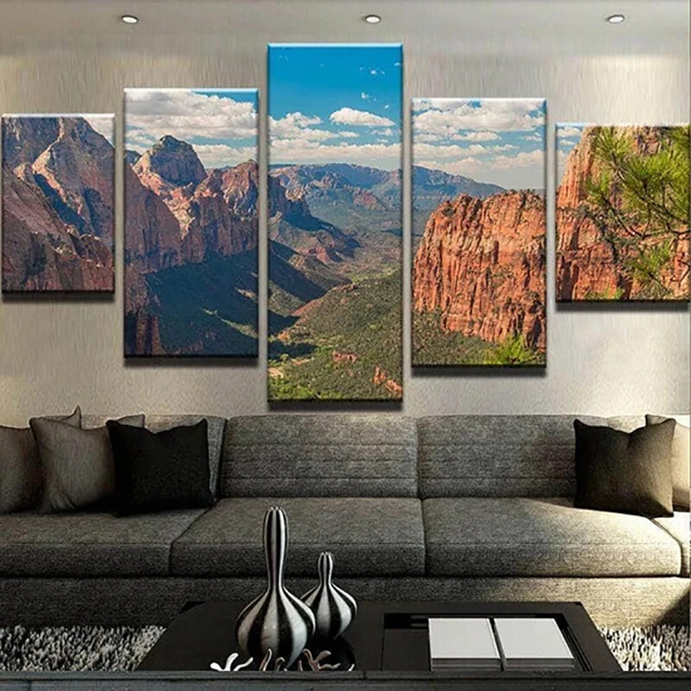 5 Pieces Wall Art Canvas Painting Landscape Poster Grand Canyon Modular Picture Home Decoration Modern Living Room Free Shipping