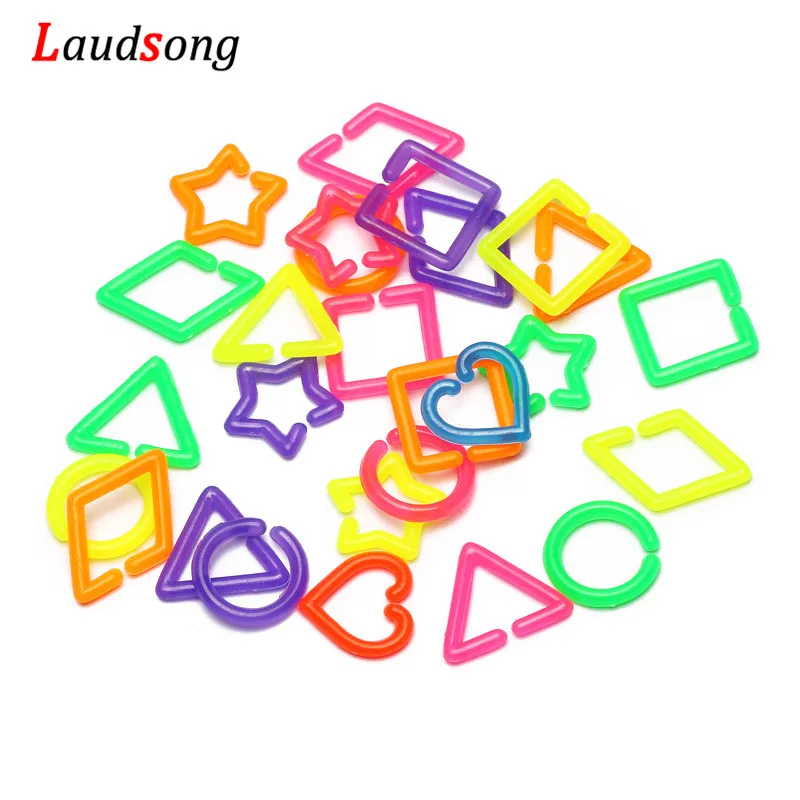 100pcs/lot  Colorful Mix Shape Plastic Jump Rings Split Rings Connector For Jewelry Making Findings DIY Accessories Supplies