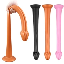 Super Long Anal Plug Dildos Stimulate Anus and Vagina Soft Anal Dilator Liquid Silicone Anal Sex Toy Butt Plug for Women and Men