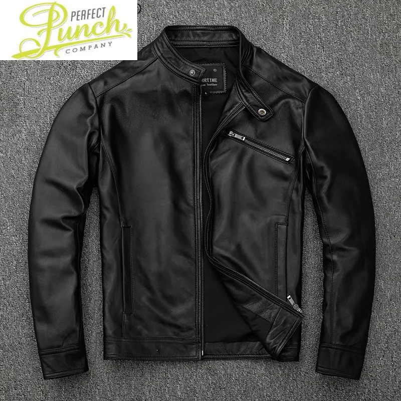 

Genuine Men's Leather Jacket 100% Sheepskin Coat Men Spring Autumn Plus Size Motorcycle Leather Jackets 1202-2 KJ4829