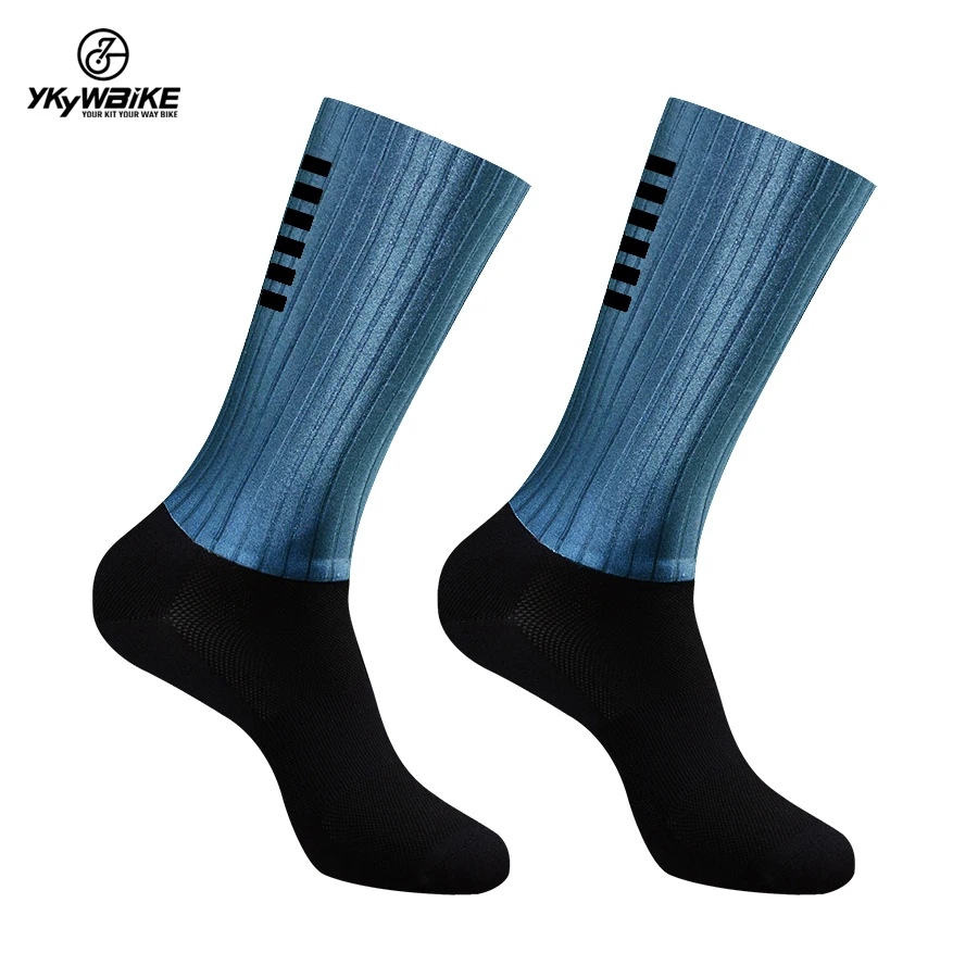 YKYWBIKE Radsport-Aero-Socken, rutschfeste Silikon-Aerodynamik-Socken, Outdoor-Sportsocken für Herren, Fahrrad-Sport-Laufsocken – Detail 7