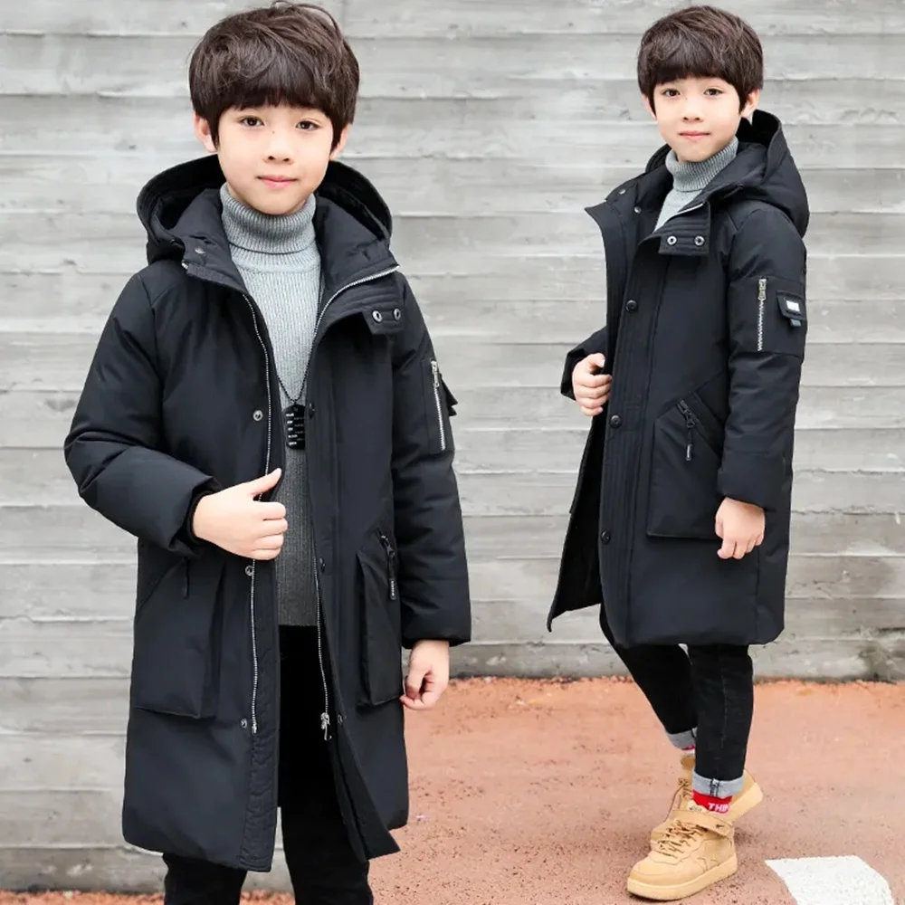 -30 degree children clothing boy clothes warm winter down cotton jacket Hooded coat Teen thicken outerwear kids waterproof parka