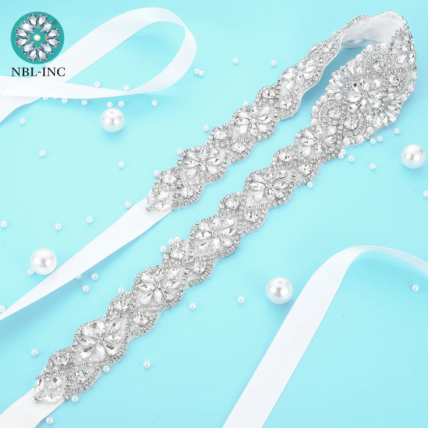 (1 YARD) di strass Argento da sposa da cerimonia nuziale della cinghia trim con cristalli abito da sposa sash cintura per abito da sposa WDD1020