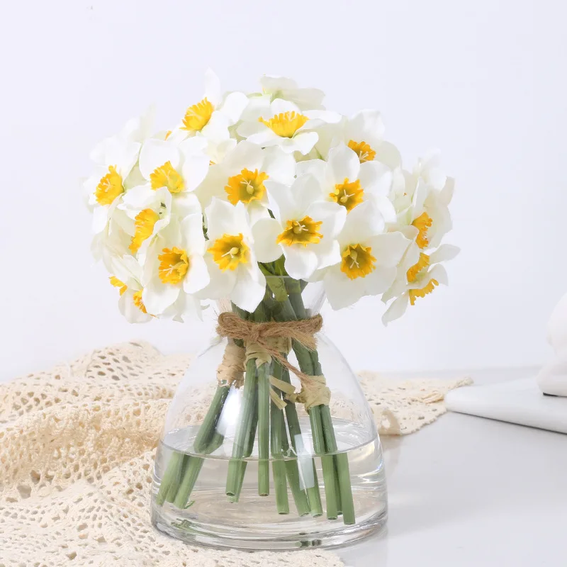 Simulation Daffodils 3 Branch Bundle Narcissus Silk Flower Bouquets Nordic Home Decoration Artificial Flowers Wedding Bouquets